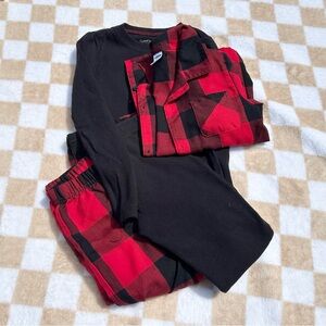 Old Navy Red and Black Kids Pajama Set and cuddl duds black thermal bundle
